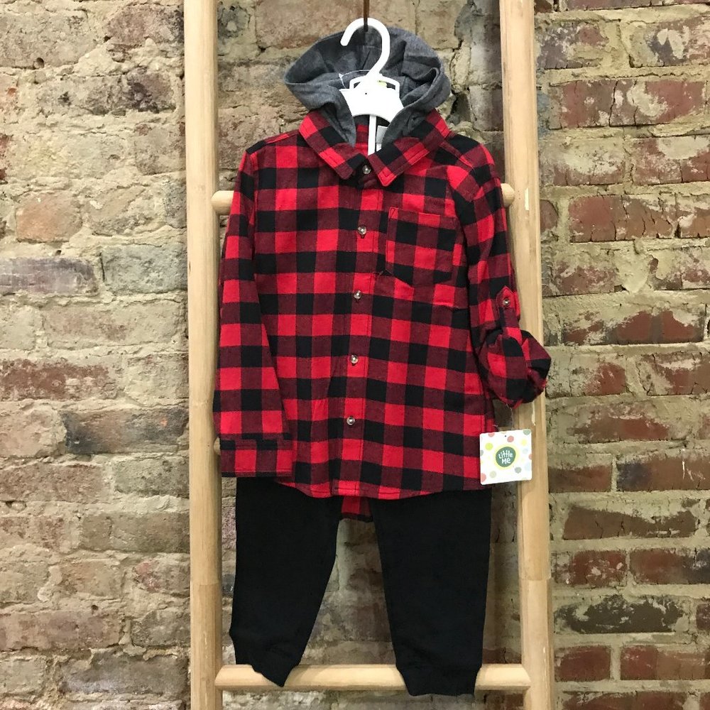 Little Me  Flannel top with hood and pants